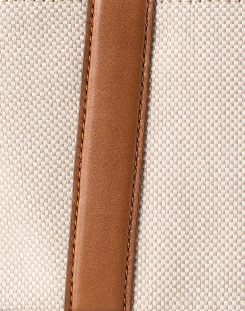 Stylish Tan Mixed Canvas and Leather Goody Bag for Modern Women