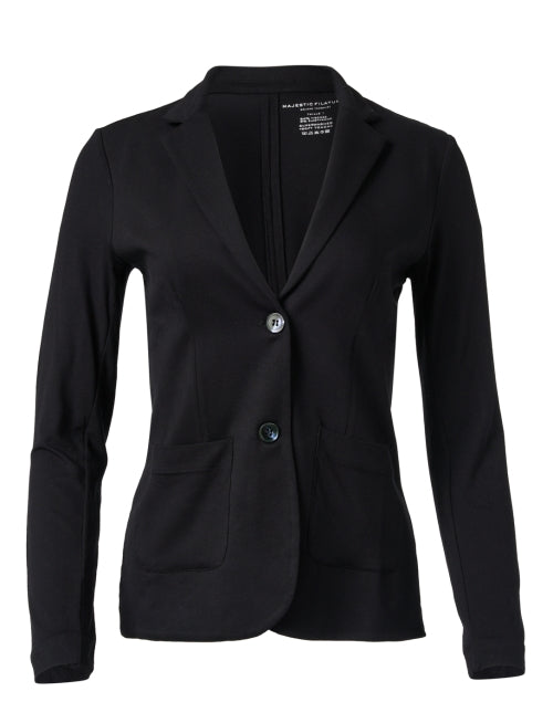 Black Knitted Stretch Formal Blazer for Casual Wear