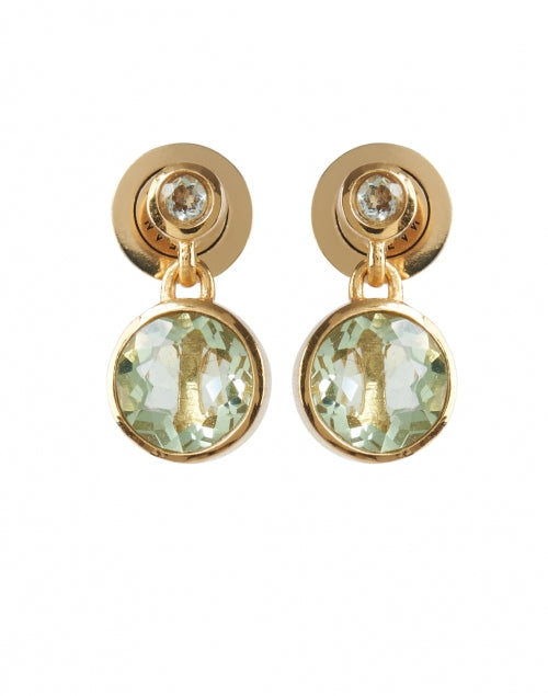 Exquisite Green Amethyst Gold Drop Style Earrings for Women