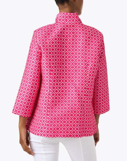 Stylish Ronette Pink Geometric Print Silk Women's Jacket