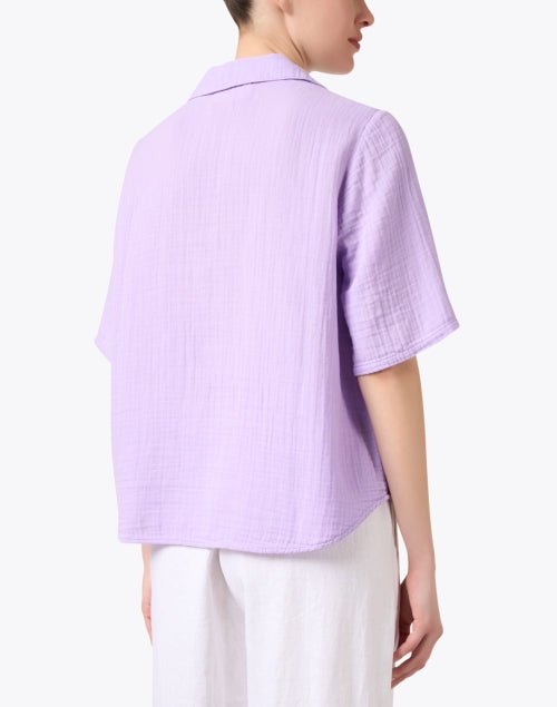 Xirena Ryder Women's Purple Cotton Gauze Collared Casual Top for Warm Weather