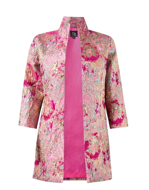 Stunning Rita Pink Multi - Pattern Jacquard Elegant Jacket