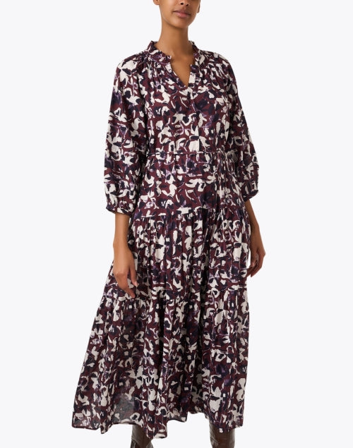 Trinidad Purple Printed Cotton - Silk Women's Dress for Casual and Seasonal Wear