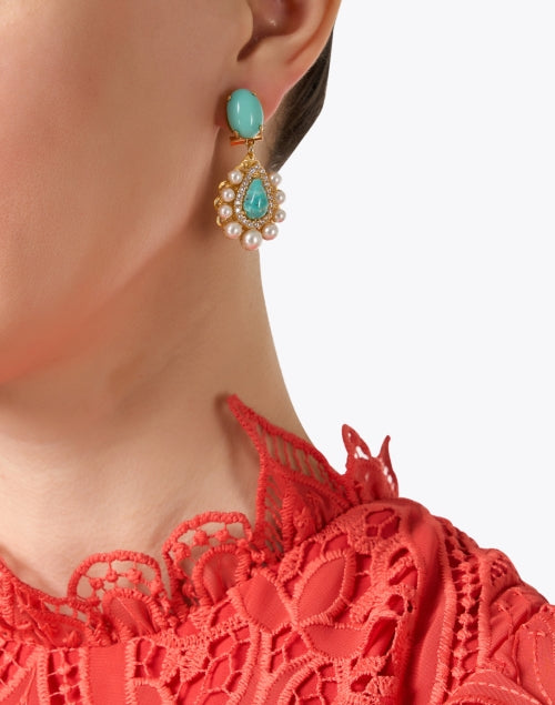 Exquisite Turquoise Drop Style Gold - Plated Earrings for Women