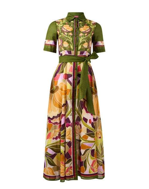 Stylish Green Multi - Floral Printed 100% Cotton Shirt - Style Dress by Franco Ferrari