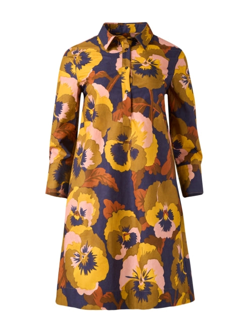 Stylish Jackie Cotton Dress with Multi Pansy Print