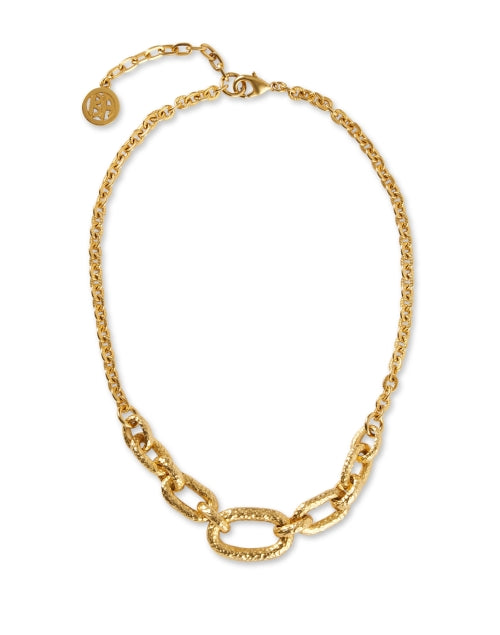 Stylish Hammered Gold-Plated Link Fashion Necklace