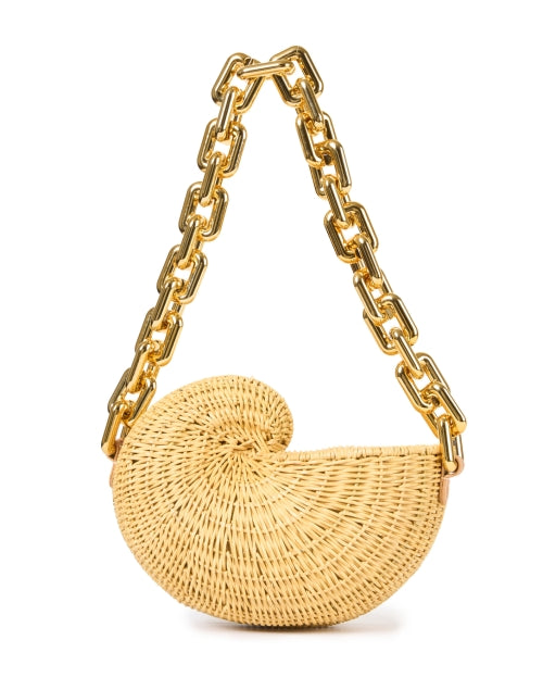 Stylish Anna Hard Rattan Conch Shell Shoulder Bag for Beach Getaways
