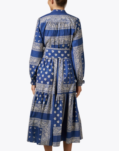 Stylish Blue Bandana-Print Midi Shirt Dress for Modern Women