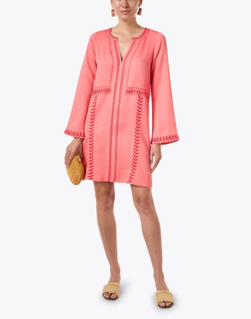 Stylish Pink Embroidered Women's Melissa Dress for Vacation