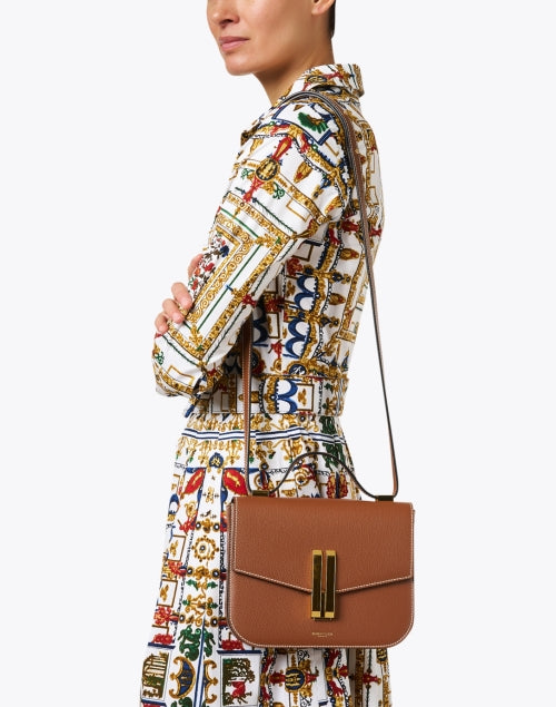 Stylish Vancouver Brown Crossbody Handbag with White Contrast Stitching