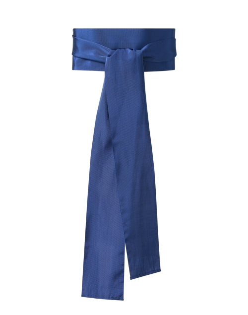 Stunning Dark Blue Wide Cotton Blend Ribbed Self - Tie Belt
