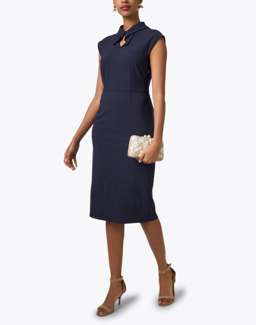 Navy Darshi Keyhole Design Women's Sheath Dress for Night Out