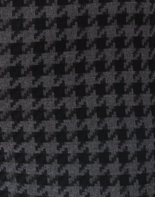 Stylish Annie Black Houndstooth Stretch Straight - Leg Pull - On Pants