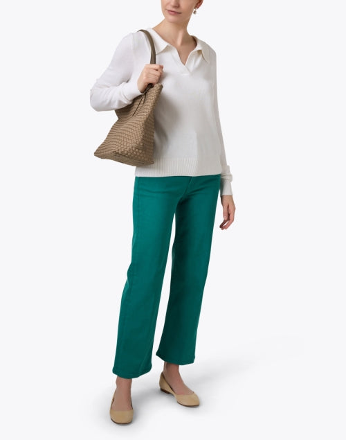 Mother's Premium Green Denim Straight Leg Rambler Jeans