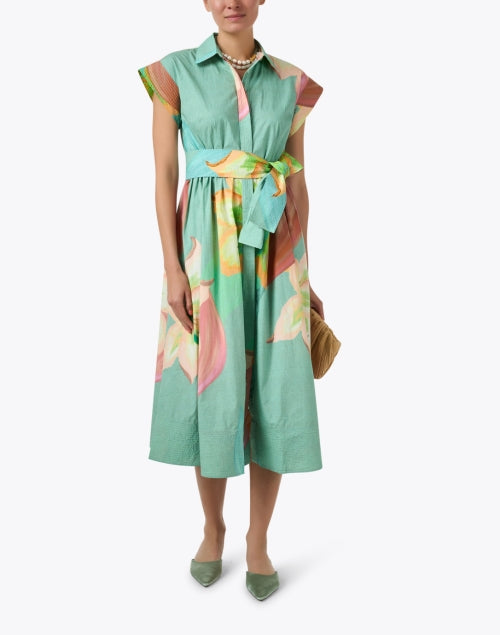 Stylish Green Floral Patterned Women's Dress