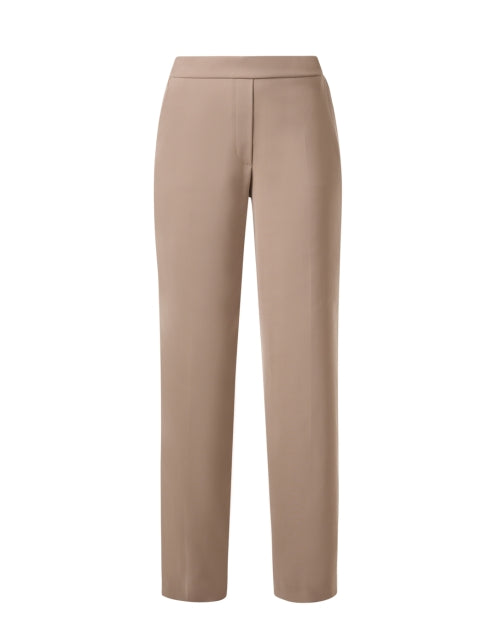 Stylish Taupe Stretch Wide Leg Pants with Elastic Waistband