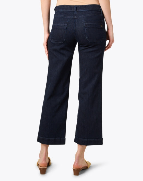 Tess Comfortable Dark Wash Wide - Leg Cotton Blend Denim Pant
