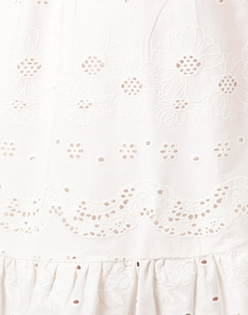 Varah Charming White Cotton Eyelet Midi Dress