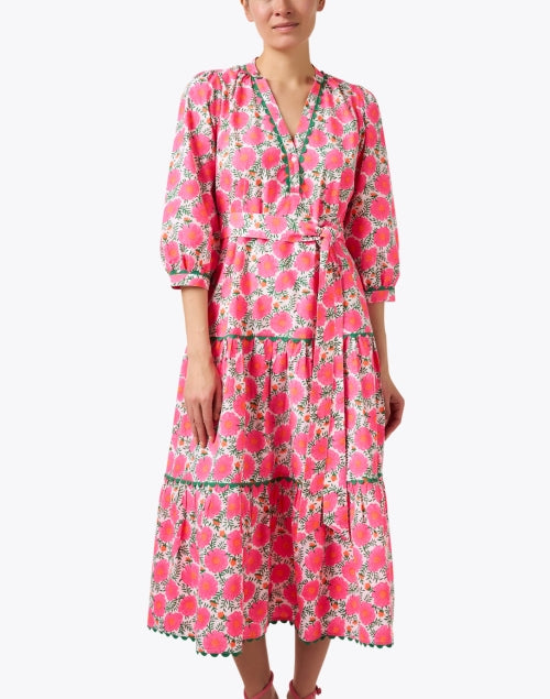 Elegant Marina Pink Floral Women's Midi Dress