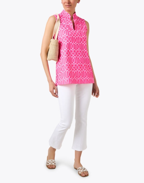 Stylish Keira Pink Printed Sleeveless Top for Seasonal Fashion