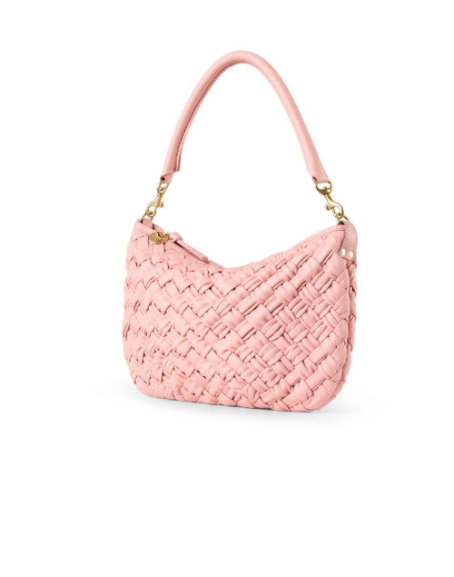 Pink Leather Hand - Woven Petit Moyen Style Women's Messenger Shoulder Bag