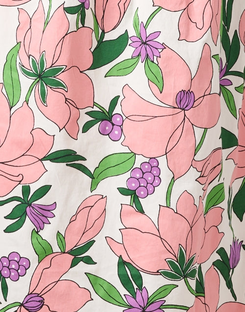 Charming Pink Floral Print Cotton Women's Shirt Dress for Spring