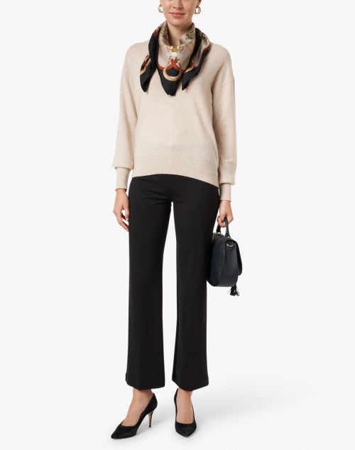 Black Stretch Pull-On Flared Crop Trousers - Stylish Women's Pants