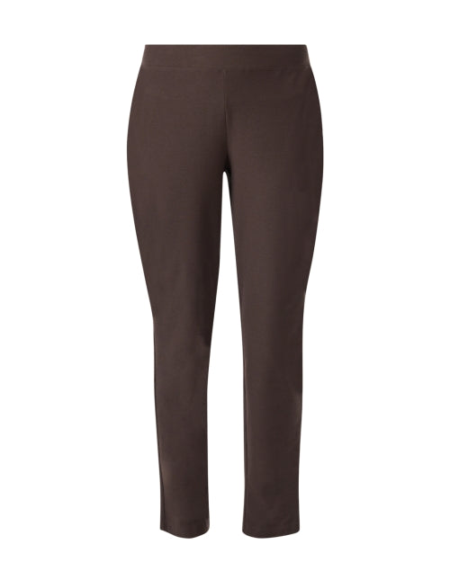 Eileen Fisher Brown Stretchable Slim-Fit Ankle Cropped Pants