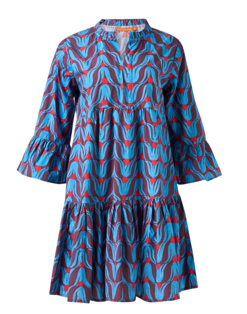 Stylish Multi - colored Tulip Patterned Cotton Women's Dress