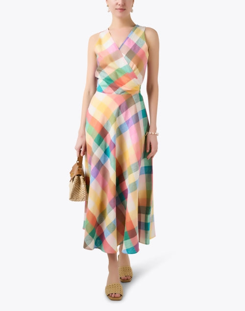 Easton Colorful Multi - Plaid Stretchable Linen Women's Dress for Everyday Wear
