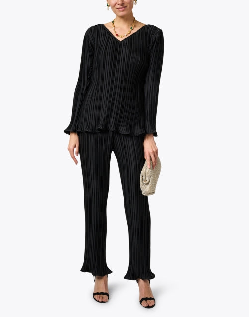 Stylish Black Plisse Women's Trousers