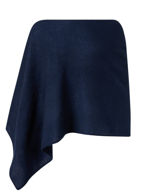 Cozy Midnight Blue Lightweight Cashmere Ruana Poncho