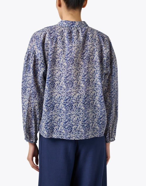 Stylish Navy Printed 100% Cotton Feminine Top