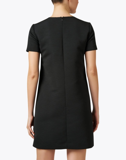 Black Ribbed Ottoman Mini Shift Dress by Emporio Armani