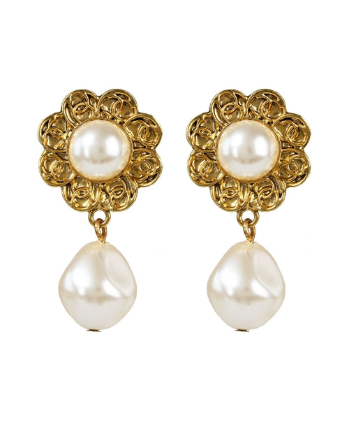 Exquisite Gold-Plated Pearl Drop Earrings by Brilynn