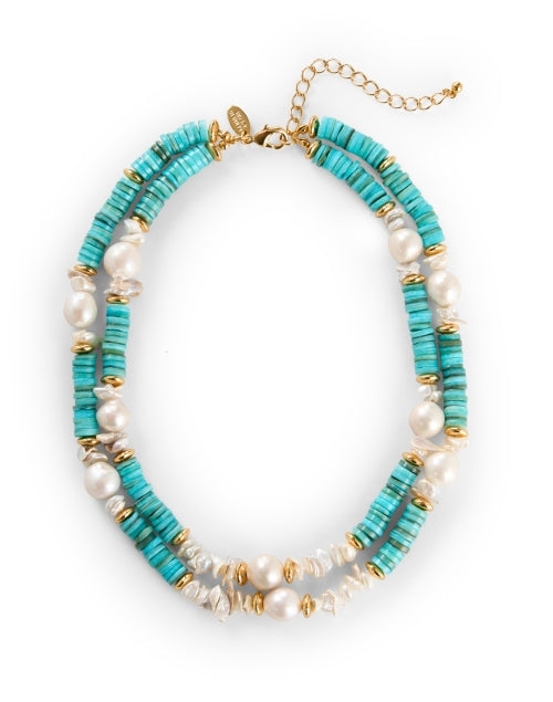 Stunning Turquoise and Freshwater Pearl Layered Necklace by Kenneth Jay Lane