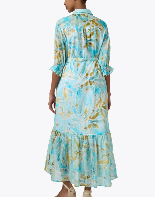 Charming Teal and Green Sienna Cotton Dress with Feminine Details