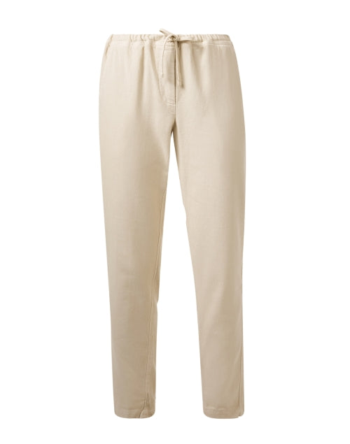 Comfortable Hampton Beige 100% Cotton Twill Relaxed-fit Drawstring Waist Pants
