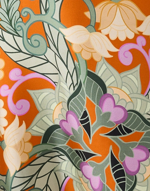 Franco Ferrari Orange Paisley Patterned Silk Women's Shirt Dress for New Season