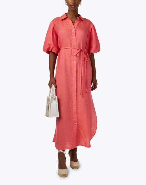 Stylish Peony Pink 100% Linen Maxi Madeline Dress