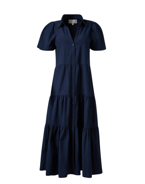 Navy Blue Havana Midi Women's Dress by Brochu Walker