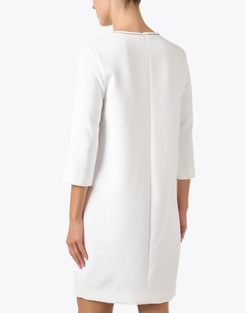 Peserico Women's Ivory Modern Shift Dress with Sparkle Trim