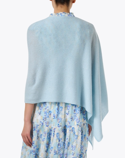 Gorgeous Crystal Blue Cashmere Ruana Poncho for Cool Weather
