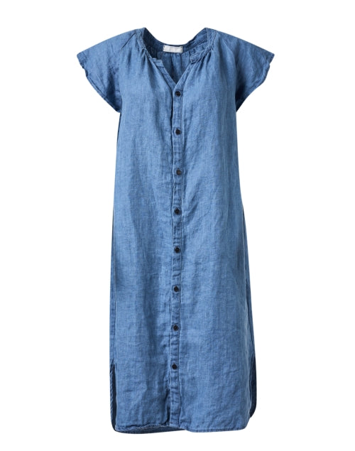 Indigo Linen Twill Lucy Shirt Dress for Casual Styling