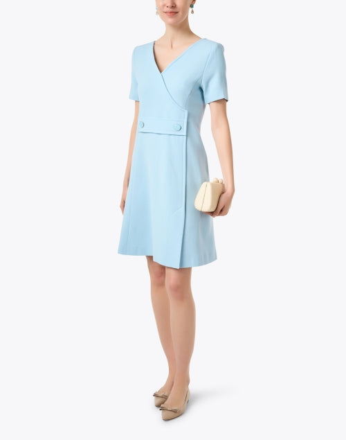 Stylish Tabitha Blue Women's Wool Crepe Mini Dress