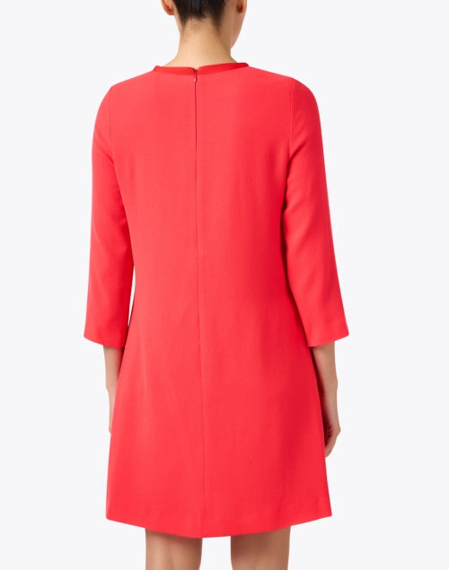 Tara Red Poppy-colored Lightweight Wool Crepe Mini Shift Dress