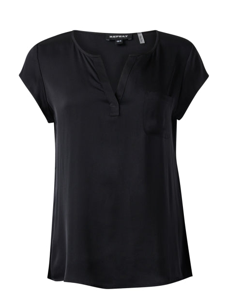 Elegant Black Silk-Mixed Women's Blouse for Capsule Wardrobe