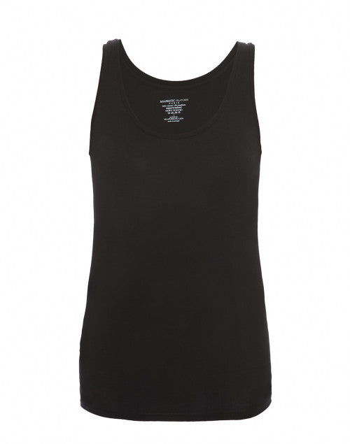 Stretchy Black Viscose Sleeveless Tank Top for Layering