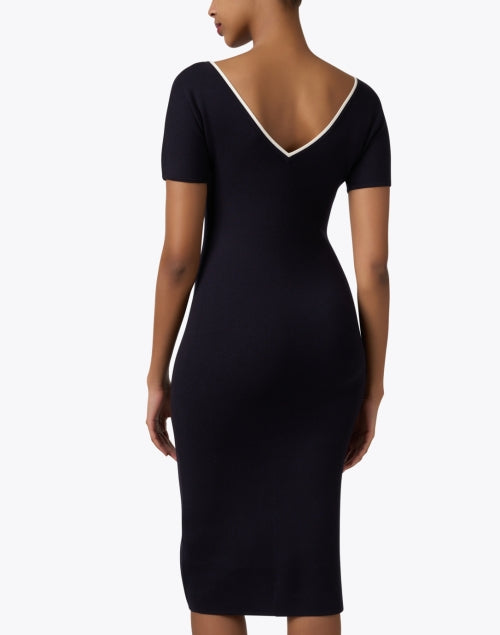 Navy Blue Knitted Mid - length Elegant Women's Dress by Max Mara Studio